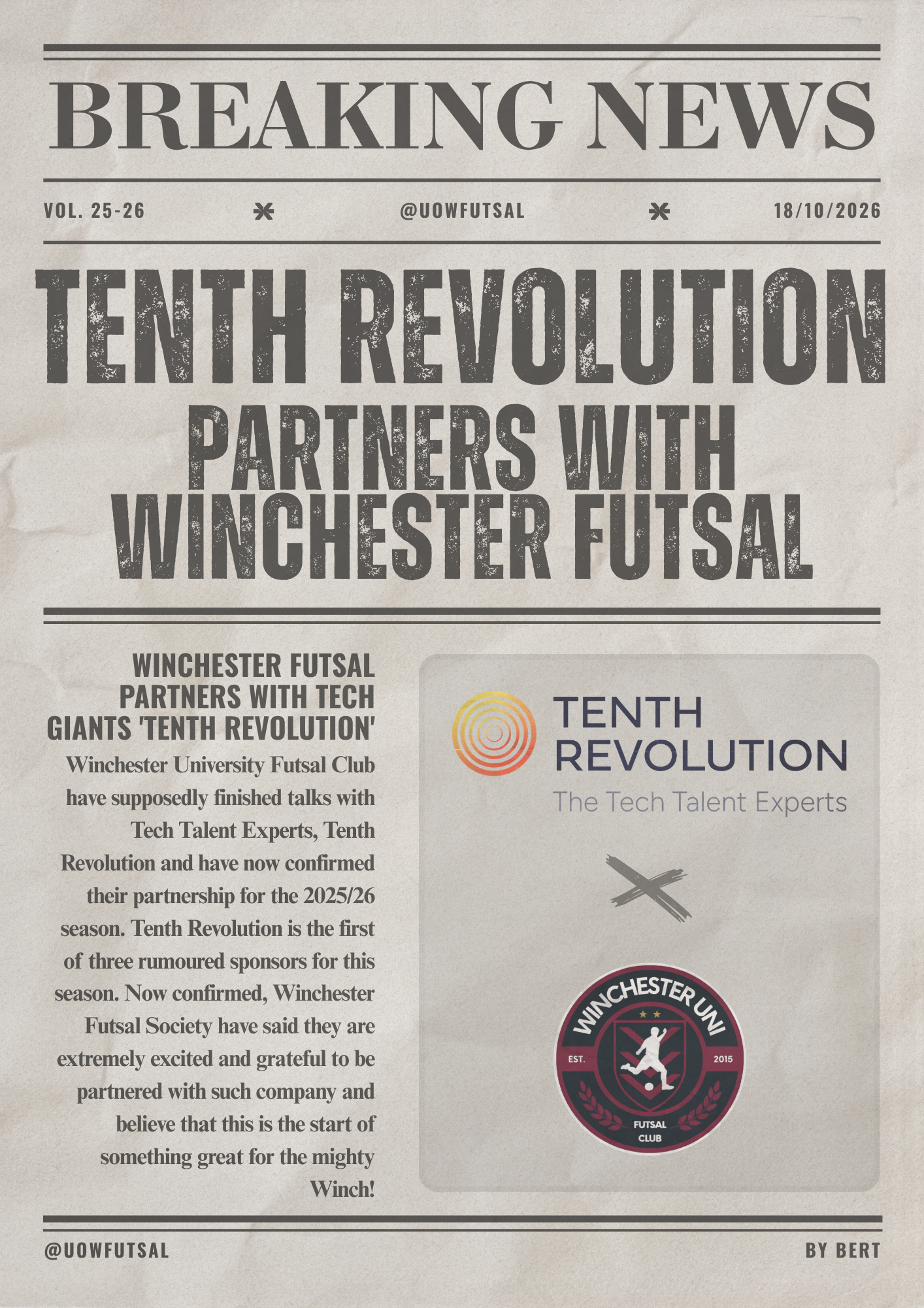Sponsorship announcement for Tenth Revolution