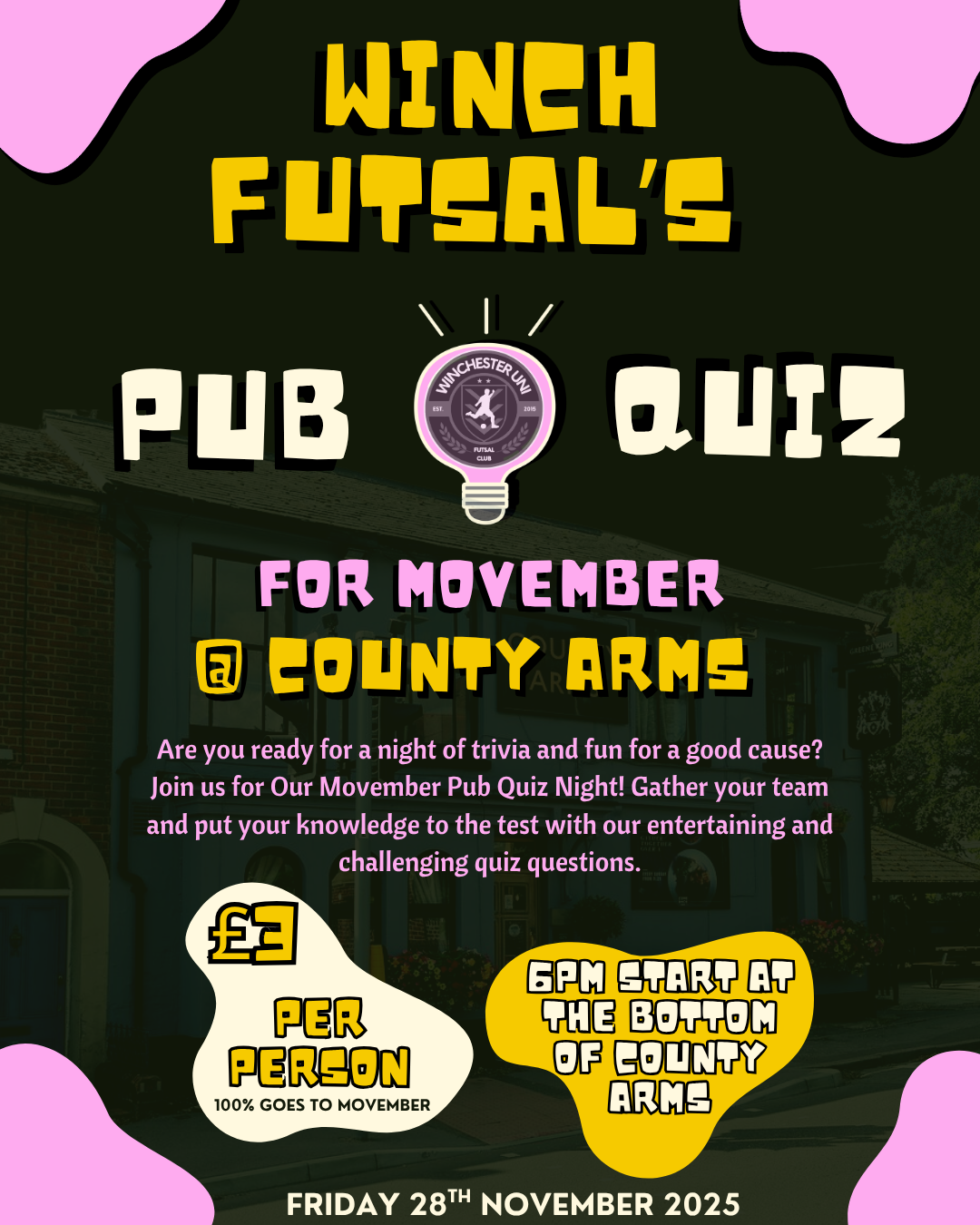 Charity pub quiz promotional graphic