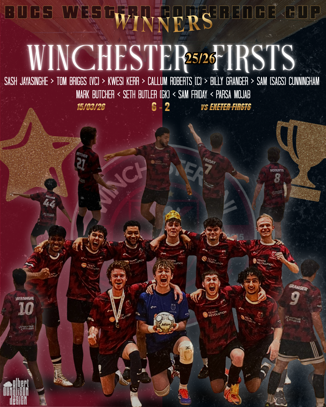 BUCS Western Conference Cup winners graphic for Winchester University Futsal