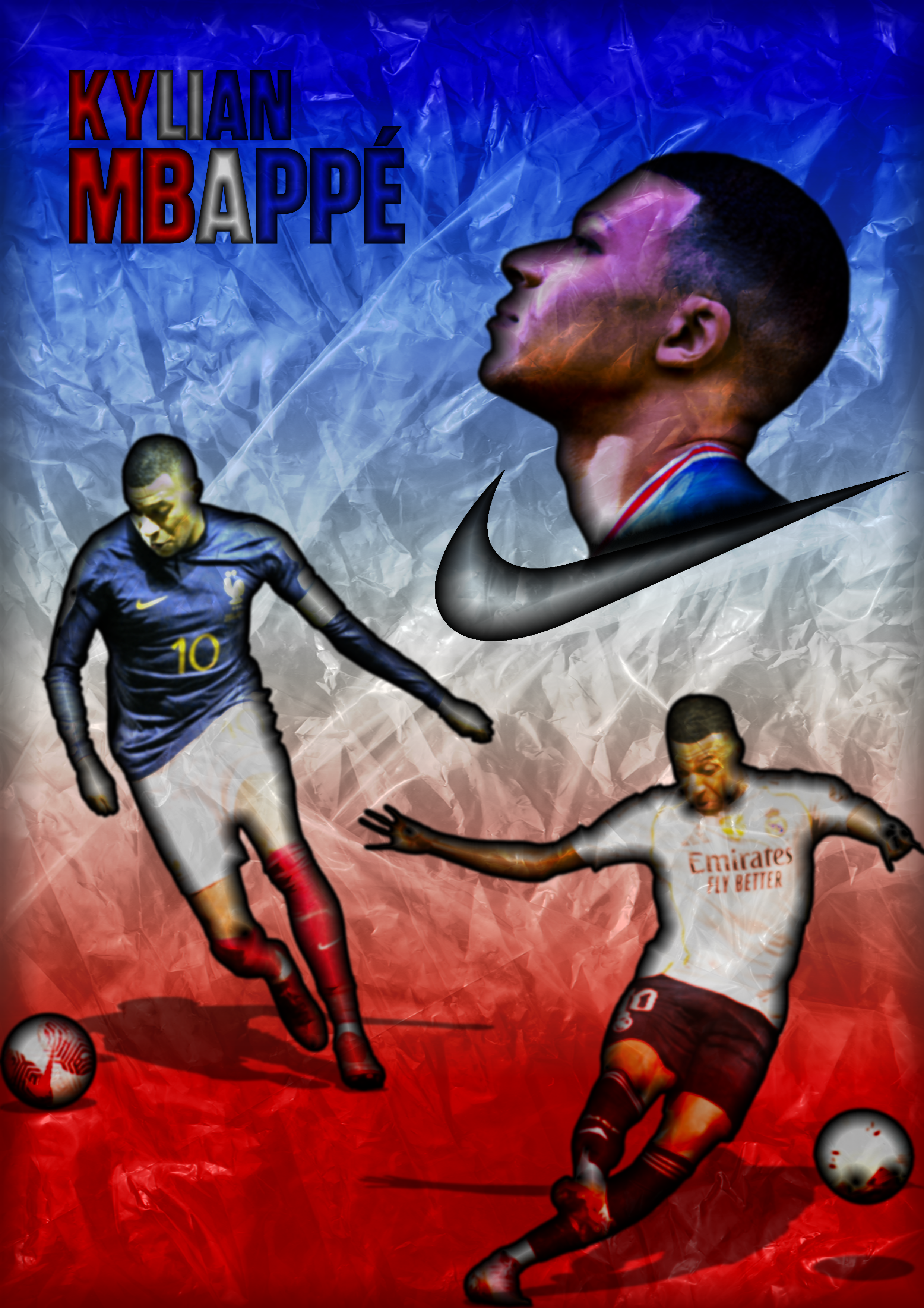 Player tribute graphic with France-inspired colours